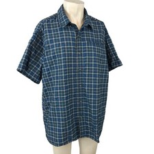 EDDIE BAUER - MEN'S 2XL - BLUE SHORT SLEEVE BUTTON COLLARED SHIRT