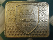 NRA National Rifle Association Vintage Gold Tone 2 Million Club Belt Buckle