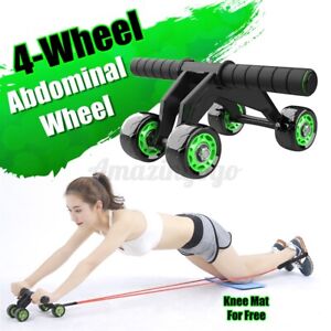 4 Wheels ABs Abdominal Roller Workout Exercise Fitness Equipment Machin