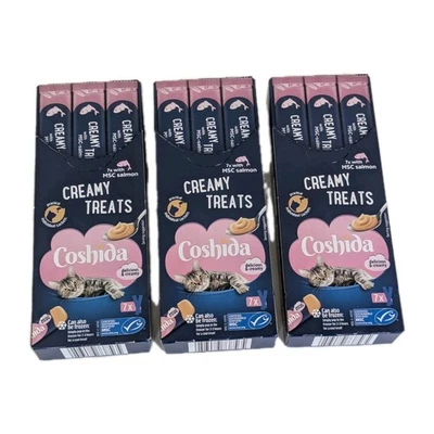 COSHIDA (LIDL) Creamy Cat Treats MSC Salmon 21 individual 16g Sachets Can be Frozen Fish Snack