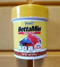 Tetra BettaMin Small Pellets 1.02 oz Fish Food With Color Enhancers X3