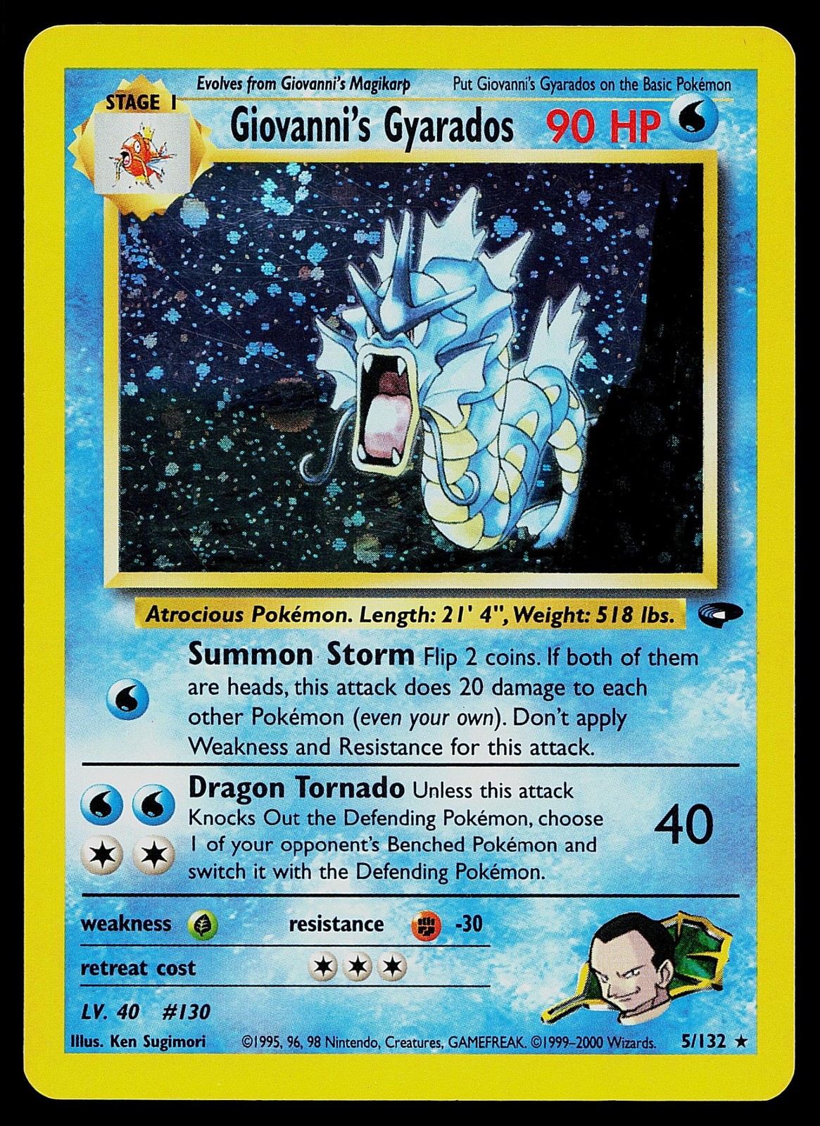 Pokemon Card Gym Challenge Giovanni's Gyarados 5/132 Rare Holo