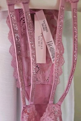 Victoria's Secret High Thigh Bling Brazillian  Lace Pink Nwt L $25