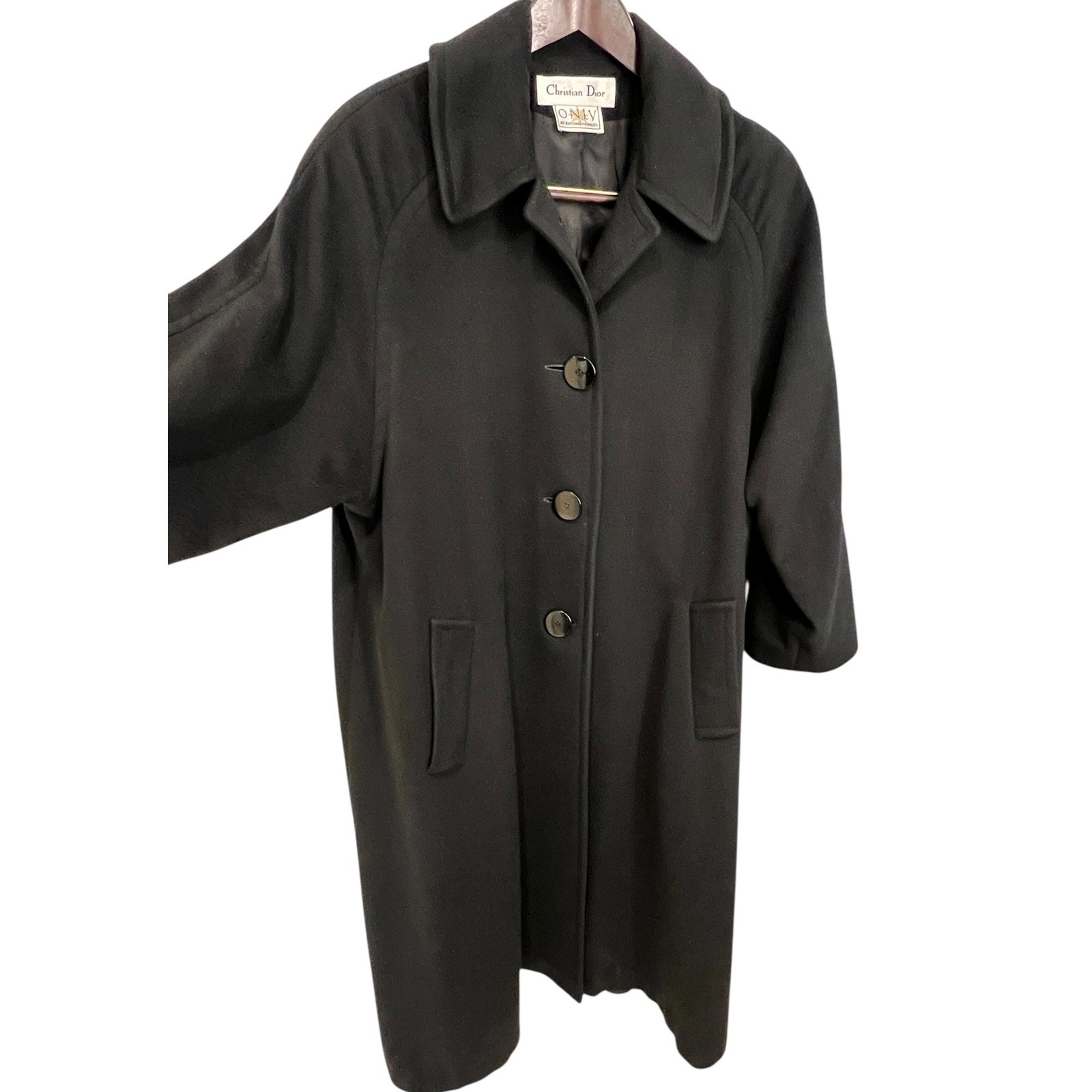 VTG Christian Dior Loro Piana 100percent Cashmere Coat 10 Black Long Overcoat image 7