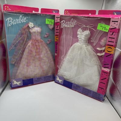 LOT 2002 Barbie Fashion Avenue #25755 Bride Gown & #25755 Pink Plaid Ball Gown
