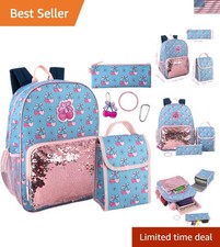 Durable 16.5 Inch Girls Backpack Set with Lunch Bag  Keychain - Fun  Practical