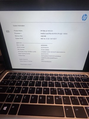 HP Elite x2 1012 G1 Tablet Intel Core M5 6Y54 Cpu 4096 Mb No SSD Touch 73 Units