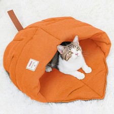 Cat Sleeping Bag,Cozy Cat Bed Cave Leaf Nest,Linen Fabric Pet Cuddle Zone,Cov...