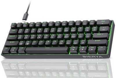 Dierya DK61se Mechanische Gaming Tastatur, 60 Prozent Red Switch, Schwarz 