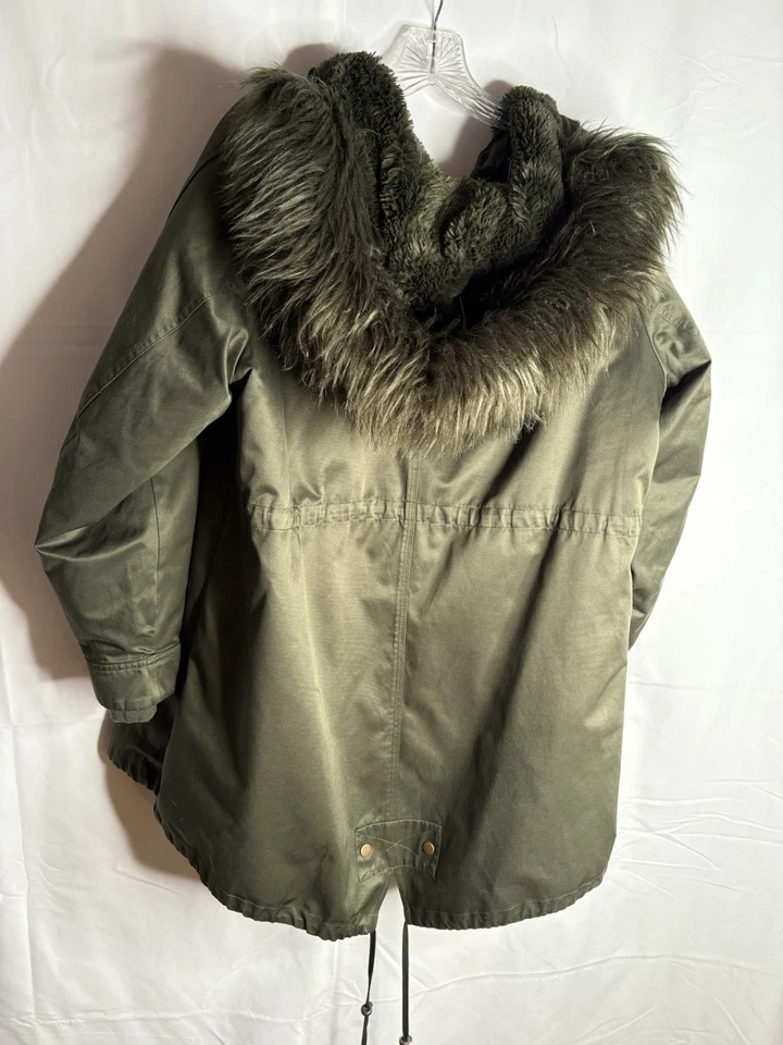 Torrid Coat 1x Green Parka 3-in-1 Jacket Anorak Rain Weather Quilted Hood Fuzzy - Image 4 of 4
