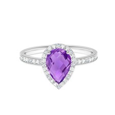 Prong Set 925 Sterling Silver 0.75 CTW Pear Amethyst Women Love Solitaire Ring