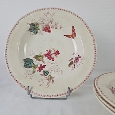 Assiettes Creuses Papillons Faience Ancienne Polychrome Jules Vieillard