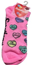 Valentine's Day Sweethearts Adult Novelty No-show Socks Womens Size 5-9 Pink 