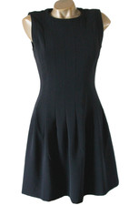 H&M Black Stretch Skater Fit & Flare A-Line Dress UK 12 Lined Tailored Fit