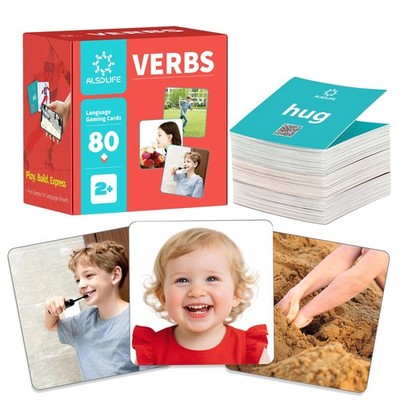 80 Verb Cards Speech Therapy, Videos for Fun Learning, Sturdy and Durable Act...