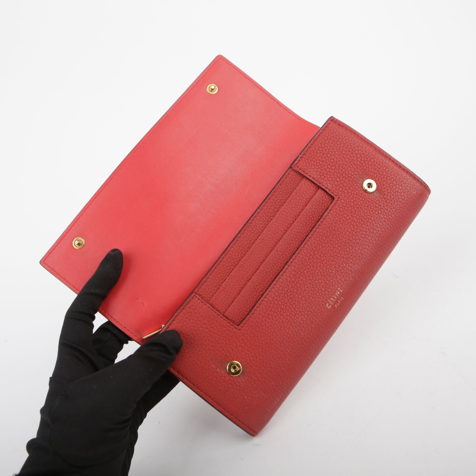 Celine 101673 Red Leather Multifunction Long Wall… - image 10