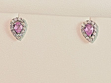 18ct Gold 0.5ct Pink Sapphire Diamond Earrings 18 Carat 18k White Gold Stunning