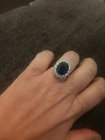 STERLING SILVER CLEAR STONE BLUE STONE STATEMENT RING SIZE 7 - 6 grams  — photo 3