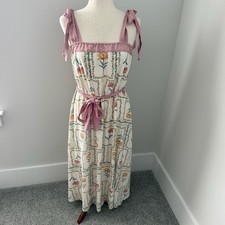 LC Lauren Conrad Floral Tie-Strap Gauze Tea Length Midi Dress