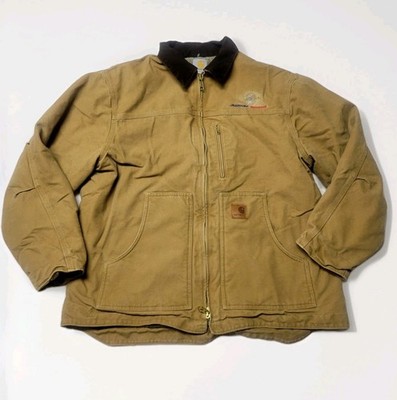 Vtg Carhartt Jacket Canvas Work Coat Quilted Sleeves Sherpa Lined XL C61 CML