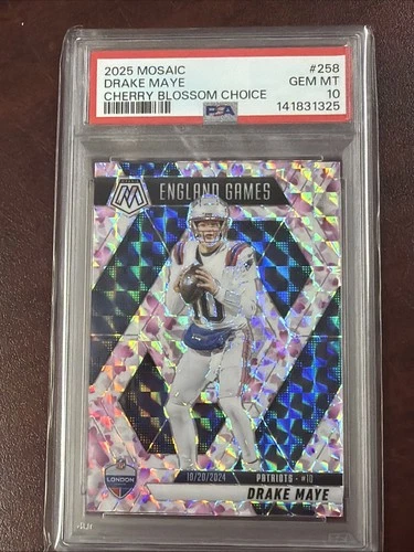 2025 Mosaic #258 Drake Maye Cherry Blossom Choice Variation /20 - PSA 10 - Pop 1