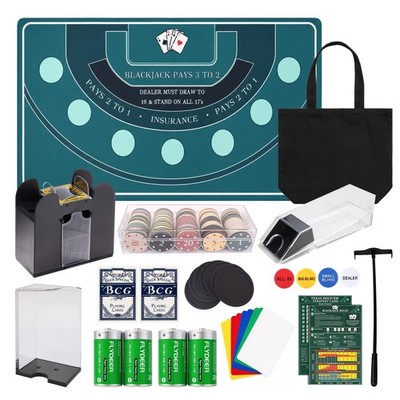 Extguds Blackjack Table Game Set, 71'' x 35'' Casino Felt Layout Mat with Autom...
