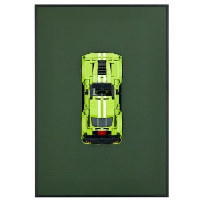 Classic Leather Wall Mount Display for Compact LEGO  Technic  Mustang Green