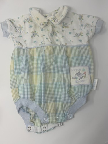 Peter Rabbit & Friends VTG 80s 6 Months Romper Embroidered Blue Snap Closure - Picture 1 of 10