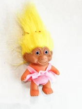 Troll Yellow Hair 4” Ballerina Pink Dress