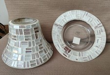 Yankee Candle Large Glass Mosaic Shade & Matching Tray Plate For Jar Candles
