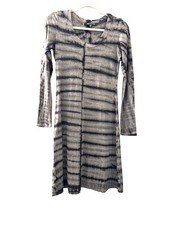 Karen Kane Tie-Dye Long Sleeve A-Line Dress S Gray/Black Rayon & Spandex Womens