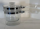 VTG Pyrex Flameware Double Boiler with Lid #6283 3 Pieces 1 1/2 QT USA MINT