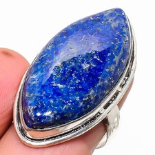 Natural Lapis Lazuli Gemstone 925 Sterling Silver Ring Size 8 Y144
