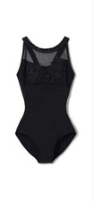 Chacott Black S Leotard Ballet Tank top with Lace Embroidery New Tag