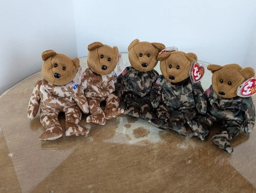 Vintage Ty HERO Military Bears Beanie Babies United States & Australian Lot Of 5