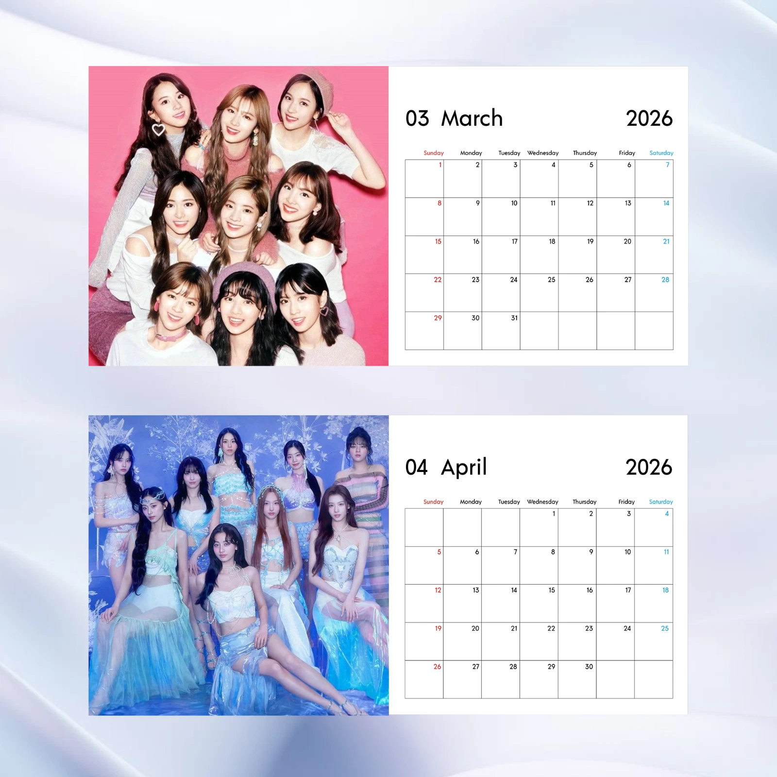 TWICE 2026 Calendar, Kpop Girl Group Wall Calendar, ONCE Fan Gift Idea