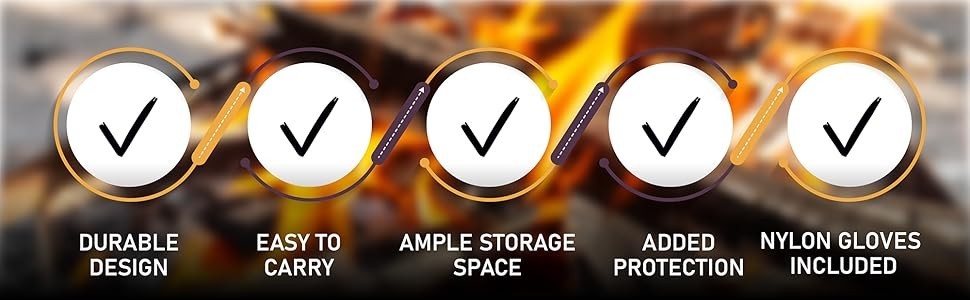 Charismatic Choice 24-Inch Outdoor Fire Pit Bag With Storage and Gloves