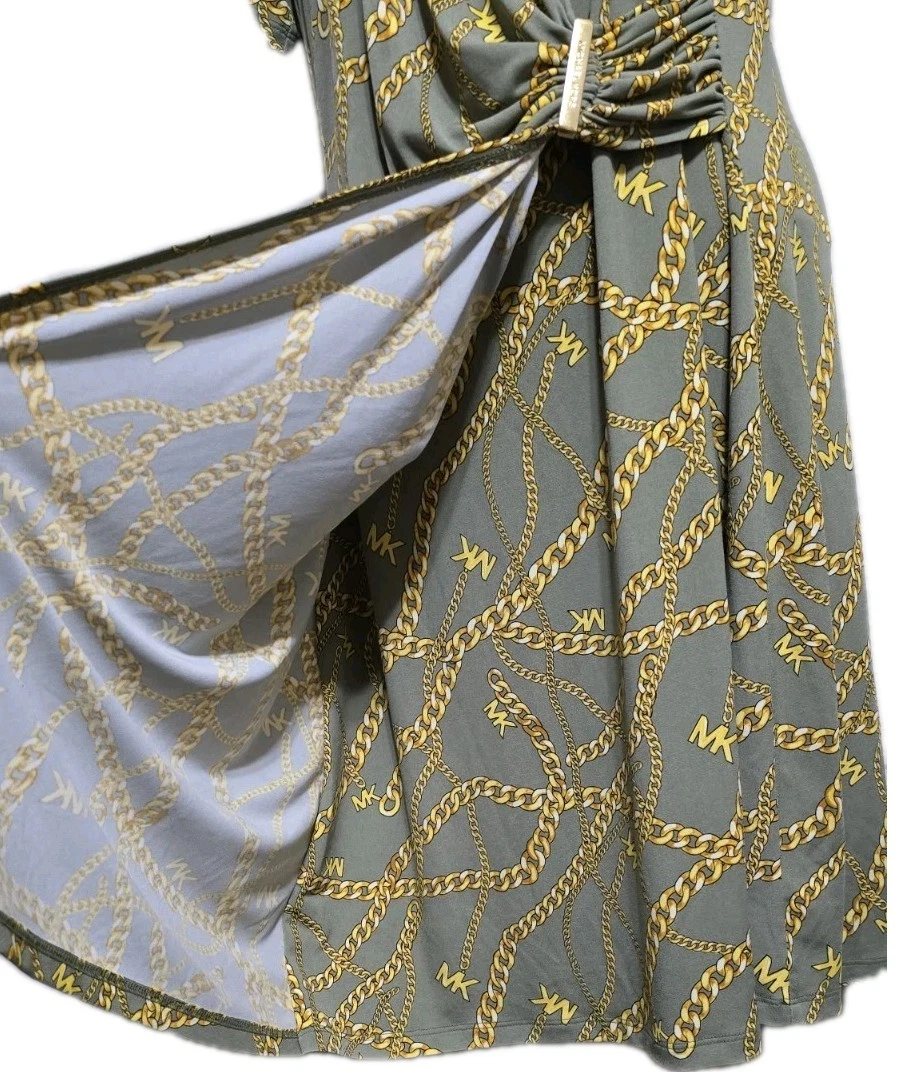 Abito donna MICHAEL KORS medio finto elasticizzato fibbia laterale verde militare taglia M