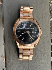 Rudiger Men's R1001-09-007 Dresden Rose Gold Bracelet Black Dial Date Wristwatch