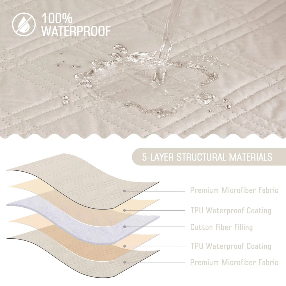 Fundas de sofá seccionales 100 % impermeables fundas de sofá en forma de L 3 piezas chaise loung... Foto 3 de 4