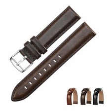 Watch Band Double Sided Cowhide Genuine Leather Wristwatch Strap Part 22mm Brown