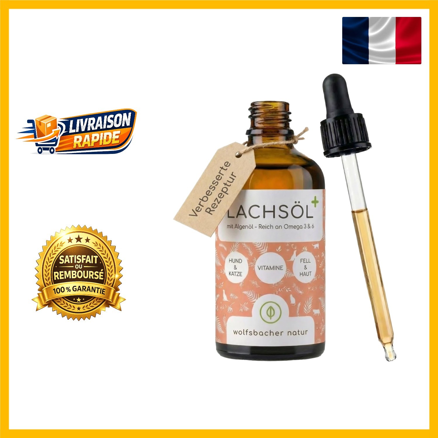 Huile de Saumon et Algues 100ml le soin marin d'exception pour chiens et chats exigeants