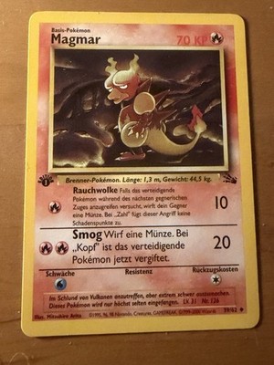 Pokemon Karte Trading Card Fossil Nr. 39/62 Magmar First Edition deutsch