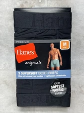 3 Pack! Hanes Men's Premium Orginals Boxer Briefs Bamboo Viscose Medium