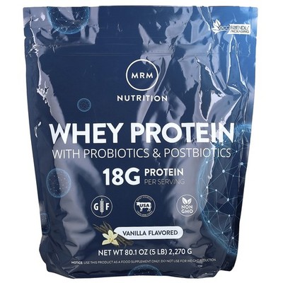 Whey Protein with Probiotics & Postbiotics, Vanilla, 5 lb (2,270 g)