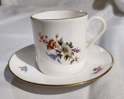 Royal Worcester Danbury Mint - Floral Bone China Demitasse Tea Cup & Saucer Set