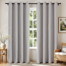 Blackout Curtains for Bedroom, Linen Black Out Curtains 84 Inch Long, Light Bloc