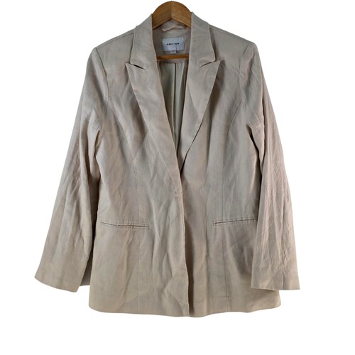 Preview Blazer Womens 12 Beige Linen Tailored Pant Suit Workwear Jacket 139281