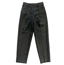 New NWT LOFT Shimmer Pull On Black Pleated Tapered Ankle Pants womens XS Fits S