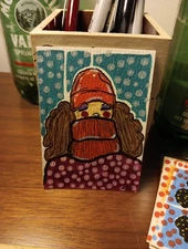 Winter Themed Aceo Original Mixed Media Abstract Woman - Akikia In Winter